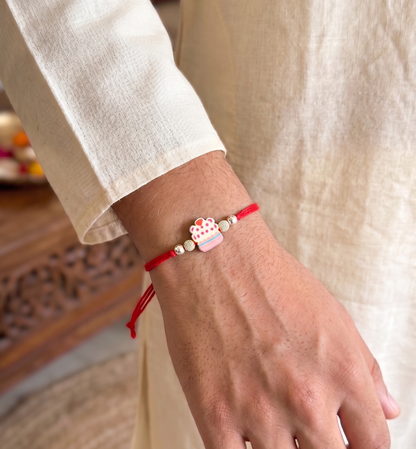 Pink Cupcake Charm Sparkle Rakhi