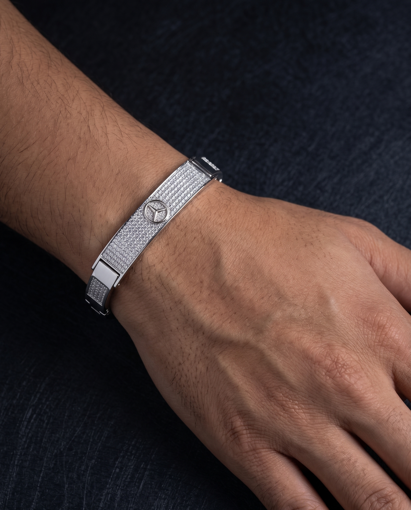 mercedes logo pavé bangle bracelet
