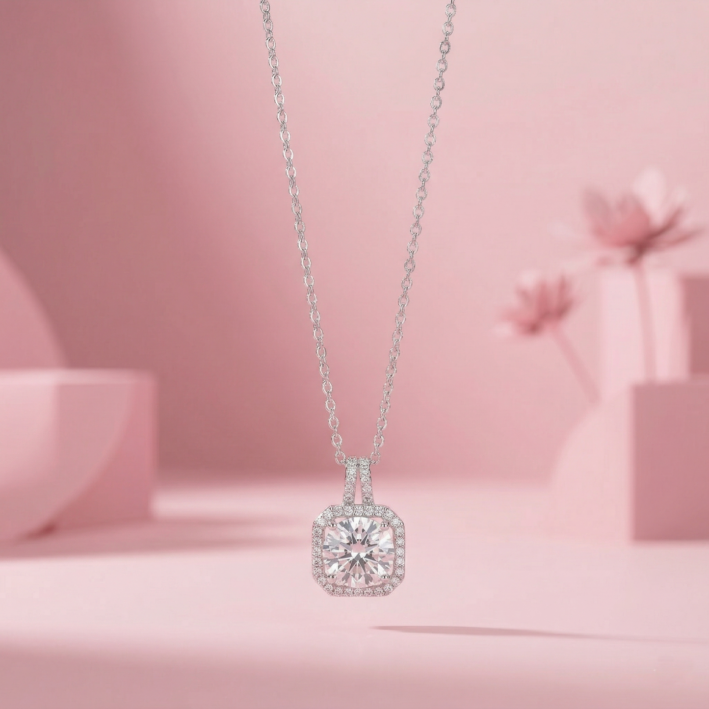minimalist halo cz pendant necklace in 92.5 sterling silver