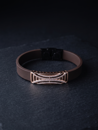 Contemporary Rose Gold-Tone Bar Bracelet