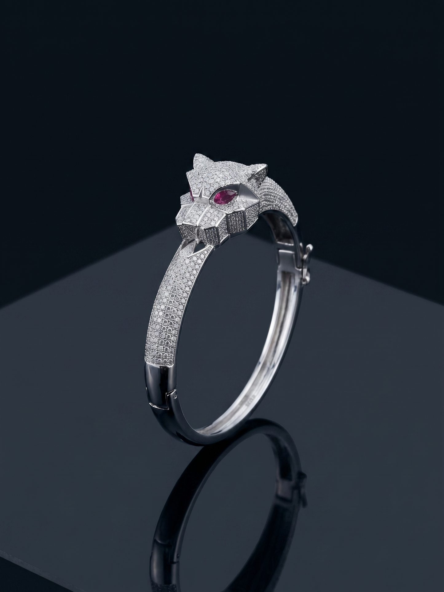 pavé panther head bangle bracelet