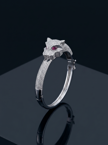Pavé Panther Head Bangle Bracelet