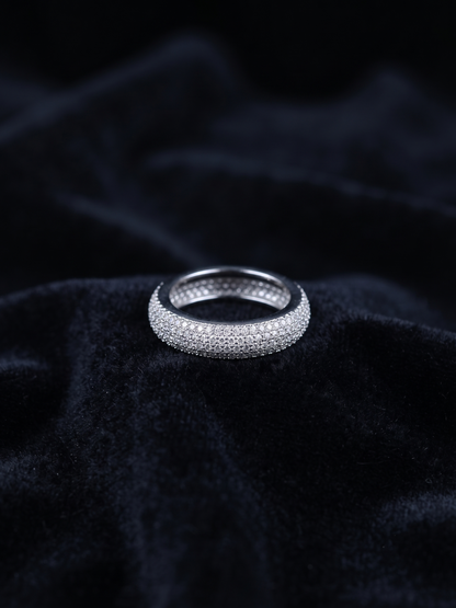 Luxurious Pavé-Dome Sterling Silver Eternity Band