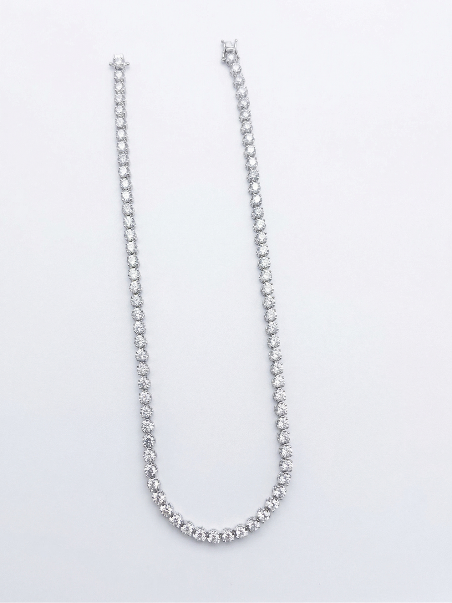 luxury round-cut tennis necklace in pure 92.5 sterling silver with high brilliance finish ✨