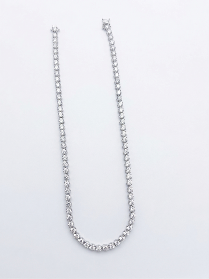 Luxury Round-Cut Tennis Necklace in Pure 92.5 Sterling Silver with High Brilliance Finish ✨