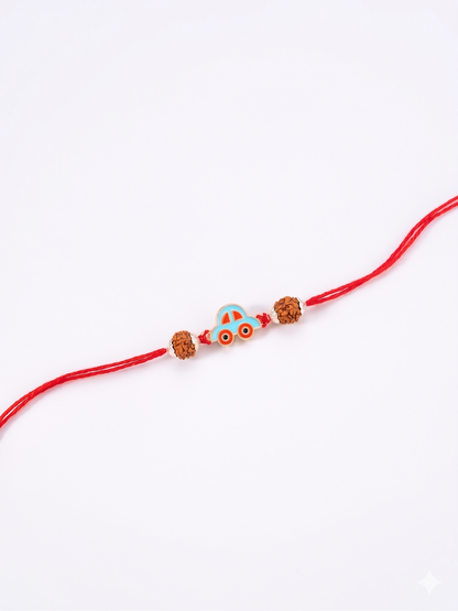 Rudraksha Silver Car Charm Rakhi