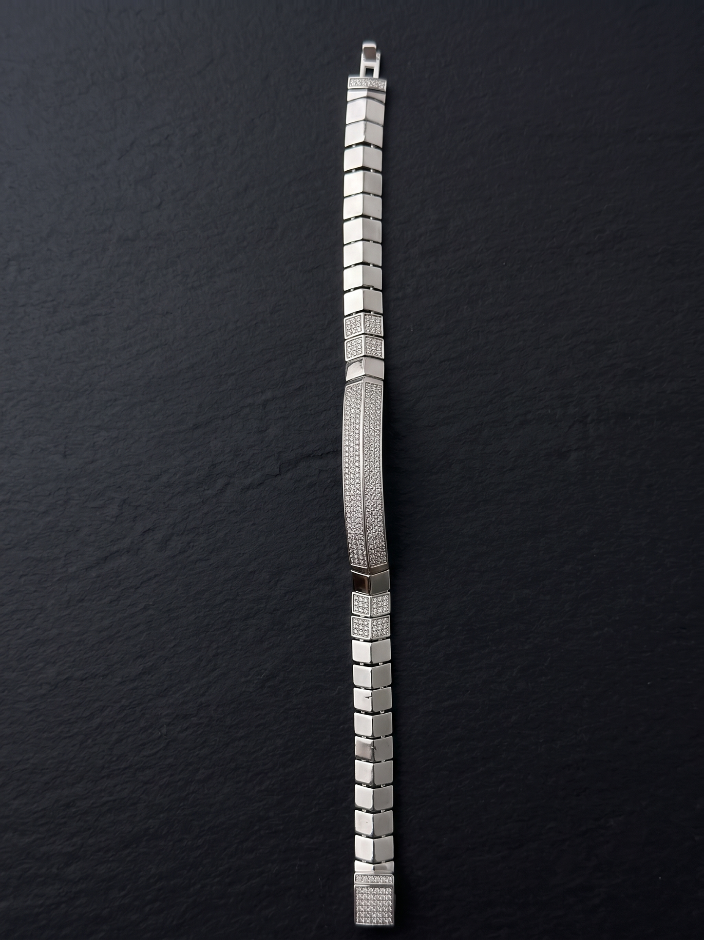 contemporary pavé-stripe link bracelet
