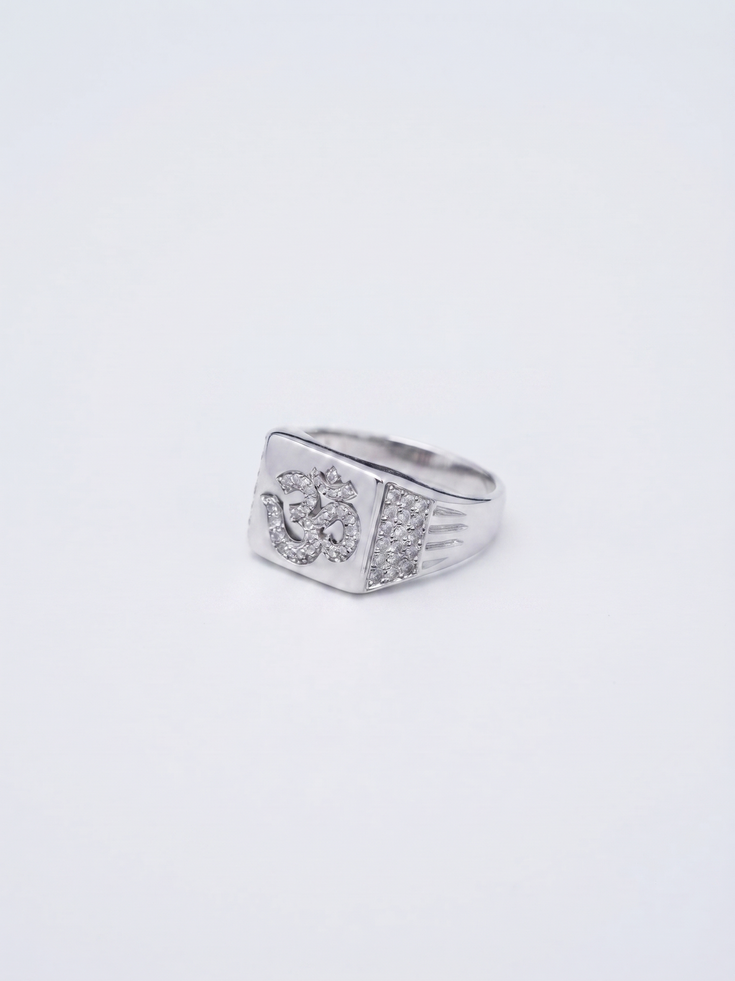 pavé-embellished sacred om signet ring