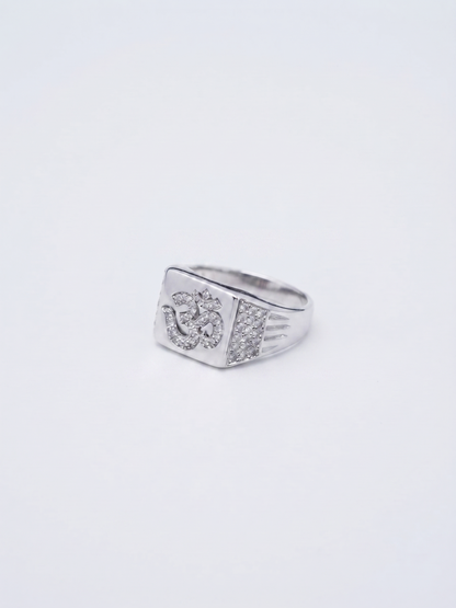Pavé-Embellished Sacred Om Signet Ring