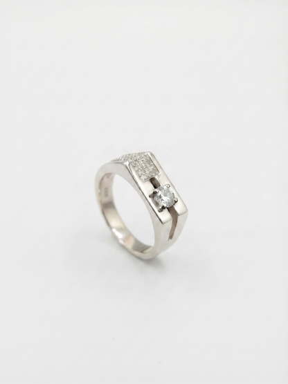 Architectural Solitaire Pavé-Accented Statement Ring