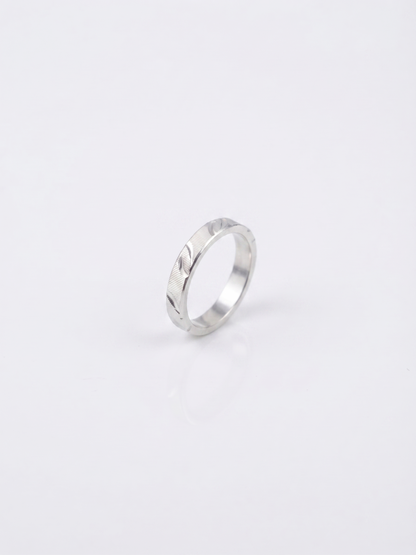 Sleek Dual-Tone Grooved Sterling Silver Band