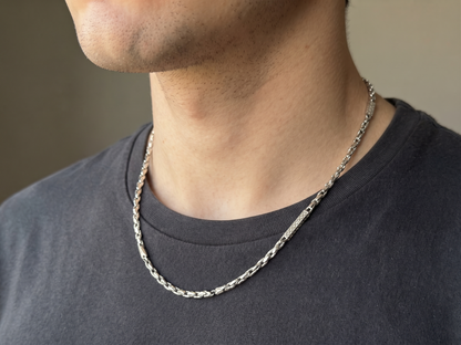Artisan Textured Link Sterling Silver Chain
