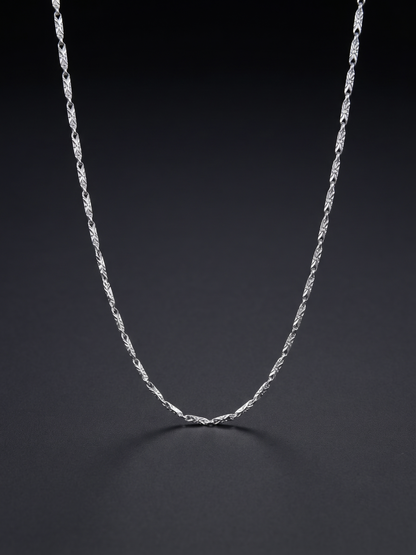 Artisan Etched Sterling Silver Link Chain
