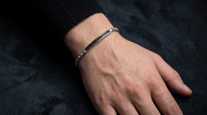 Geometric Black-Crystal Link Bracelet