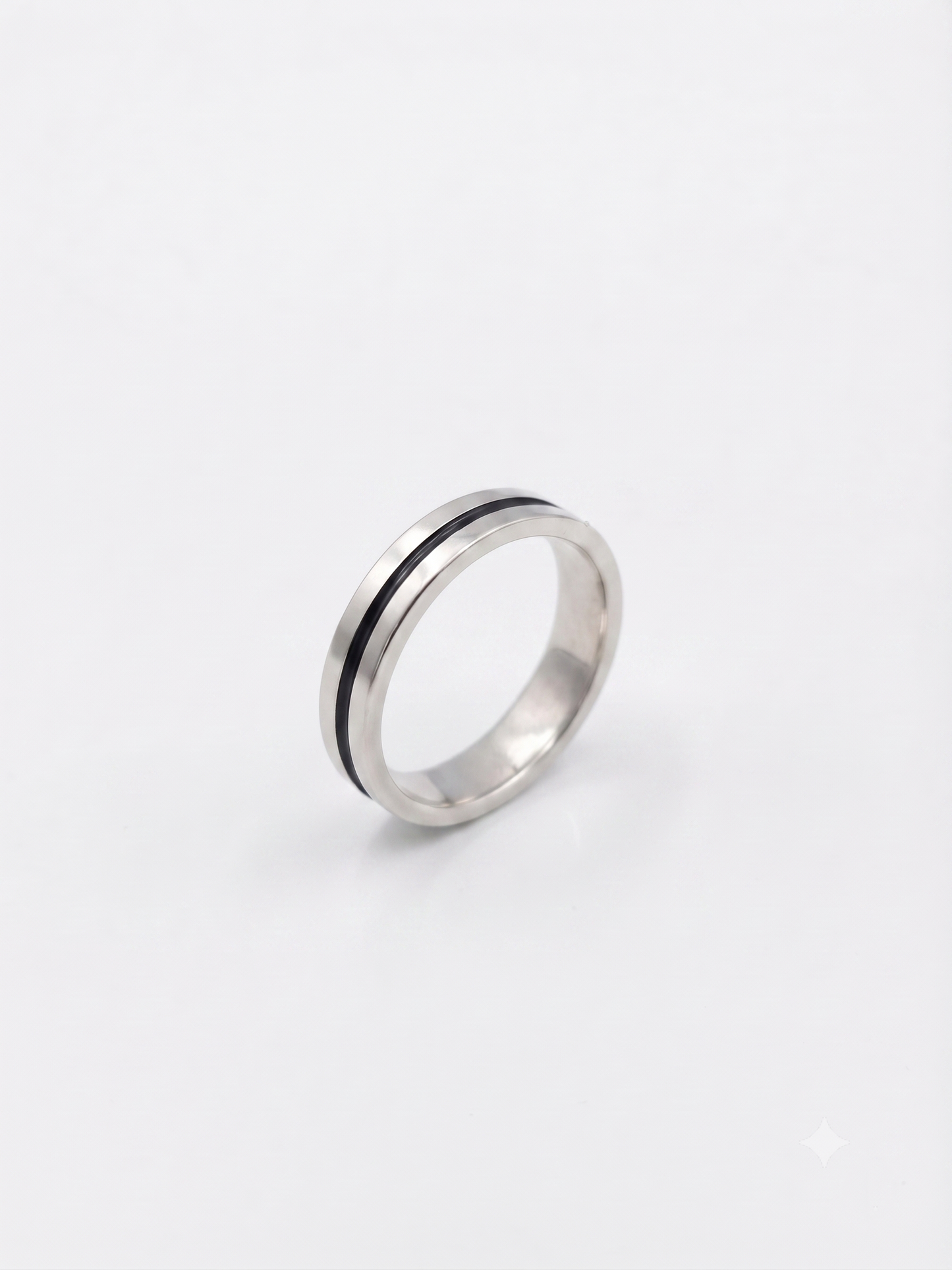 sleek dual-tone grooved sterling silver band