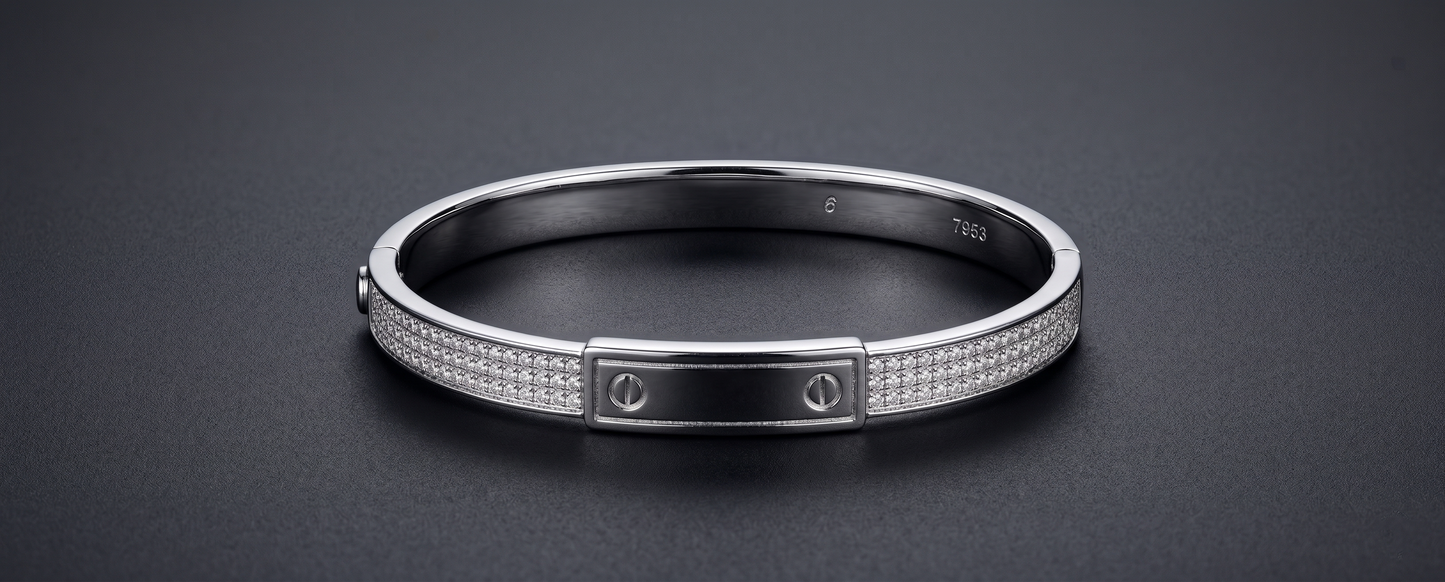 luxe pavé screw-accented bangle