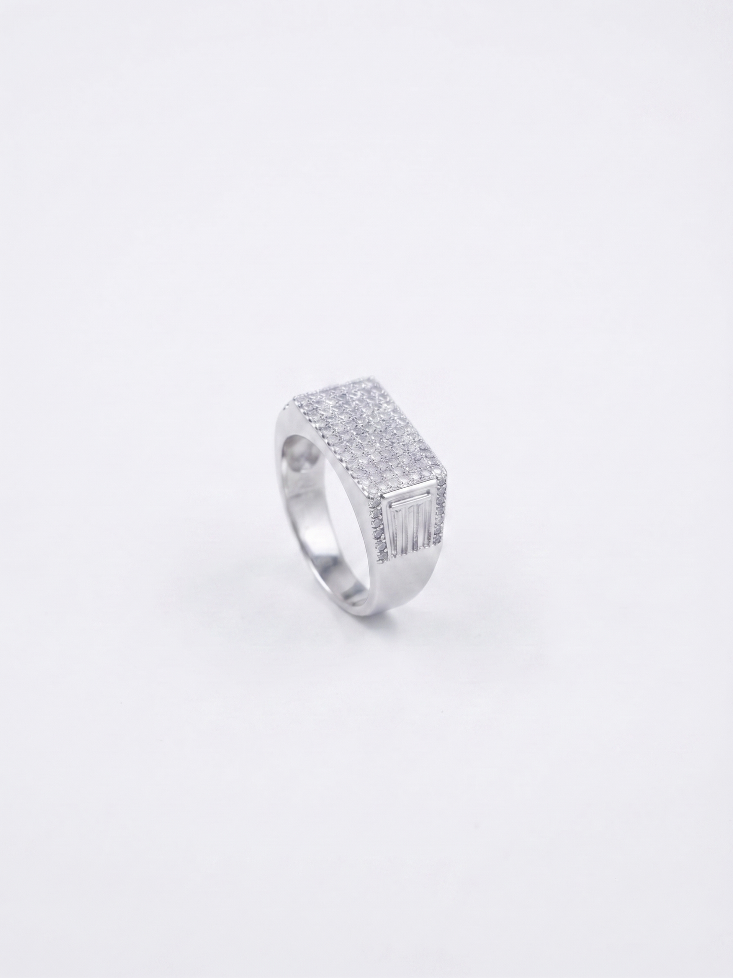 radiant pavé-encrusted sterling silver statement ring