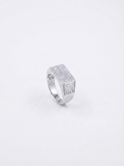 Radiant Pavé-Encrusted Sterling Silver Statement Ring