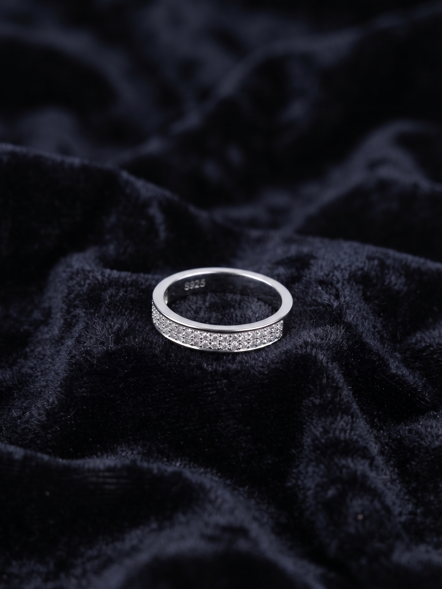 classic pavé-set sterling silver eternity band