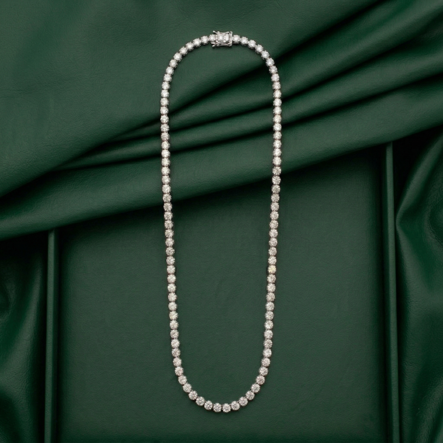 elegant classic tennis necklace in pure 92.5 sterling silver with brilliant round-cut stones ✨