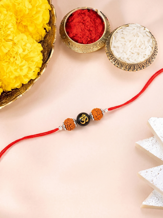 Rudraksha Om Black Bead Rakhi