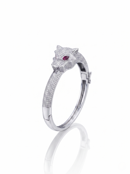 Pavé Panther Head Bangle Bracelet