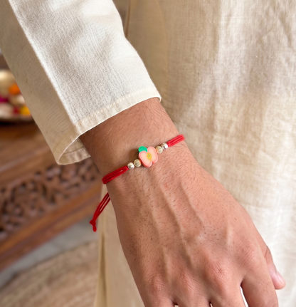 Peach Flower Charm Sparkle Rakhi