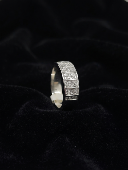 Radiant Pavé-Set Sterling Silver Band