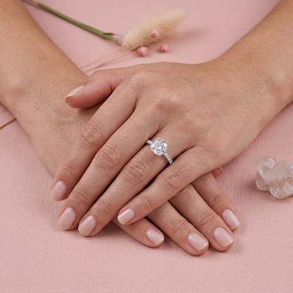 Elegant Cushion-Cut Solitaire Ring in Pure 92.5 Sterling Silver with Sparkling Pavé Band – Adjustable Size
