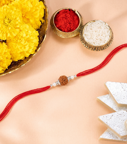 Divine Rudraksha Silver Rakhi