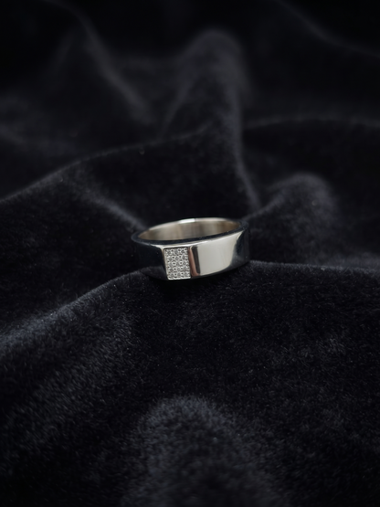 Minimalist Square Pavé Sterling Silver Band