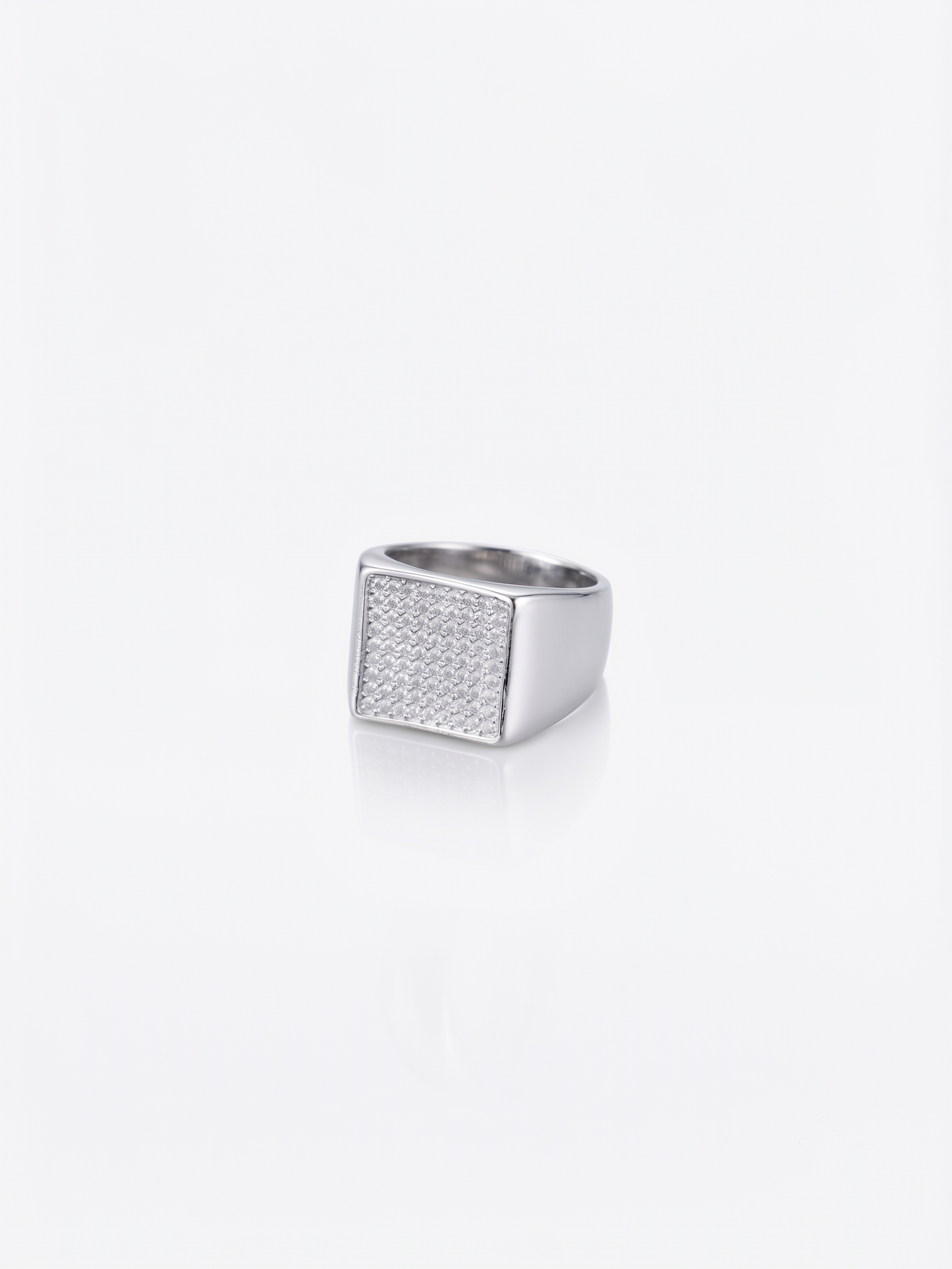bold pavé-encrusted sterling silver signet ring
