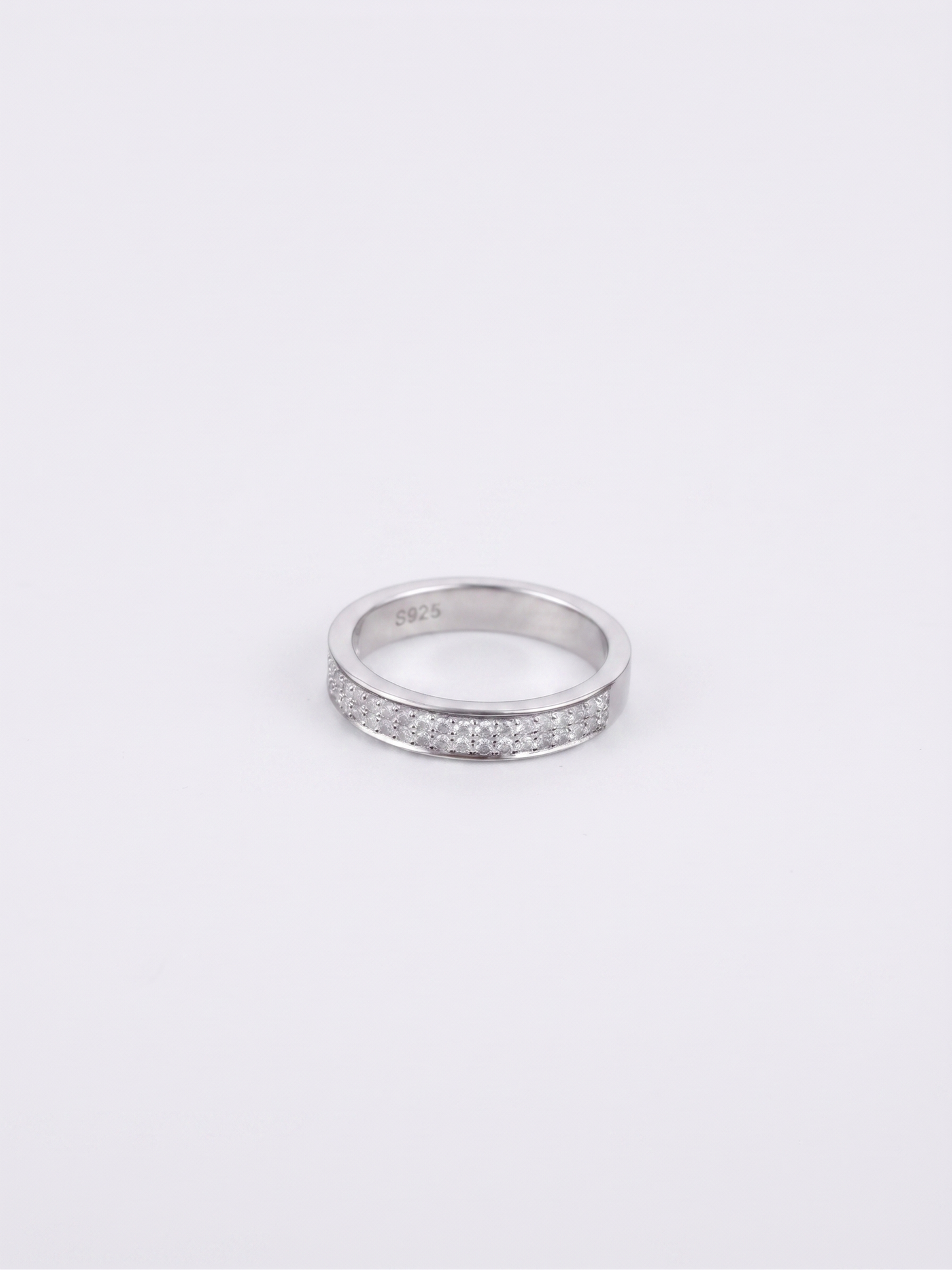 classic pavé-set sterling silver eternity band