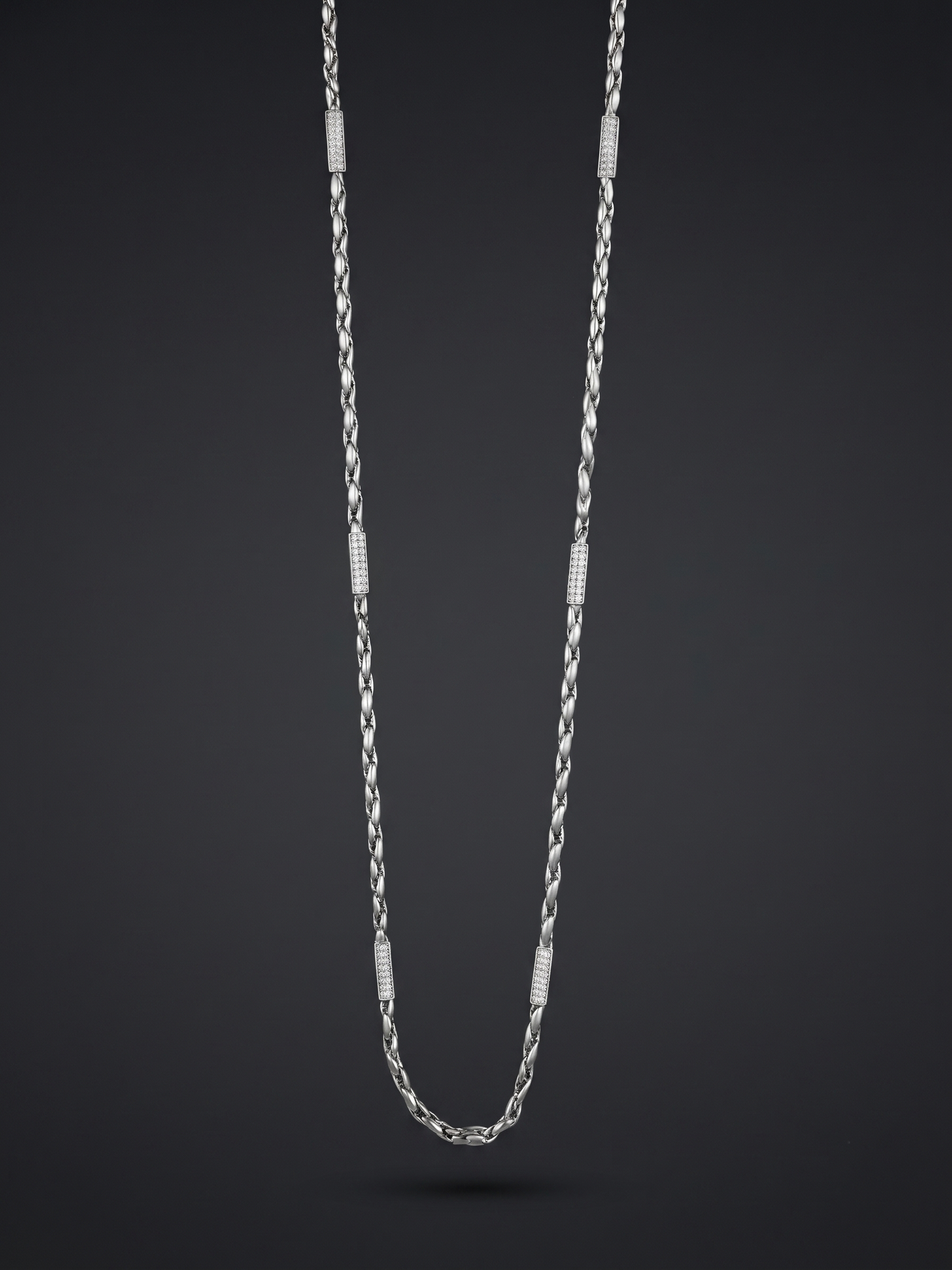 textured bar-link sterling silver chain