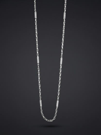 Textured Bar-Link Sterling Silver Chain