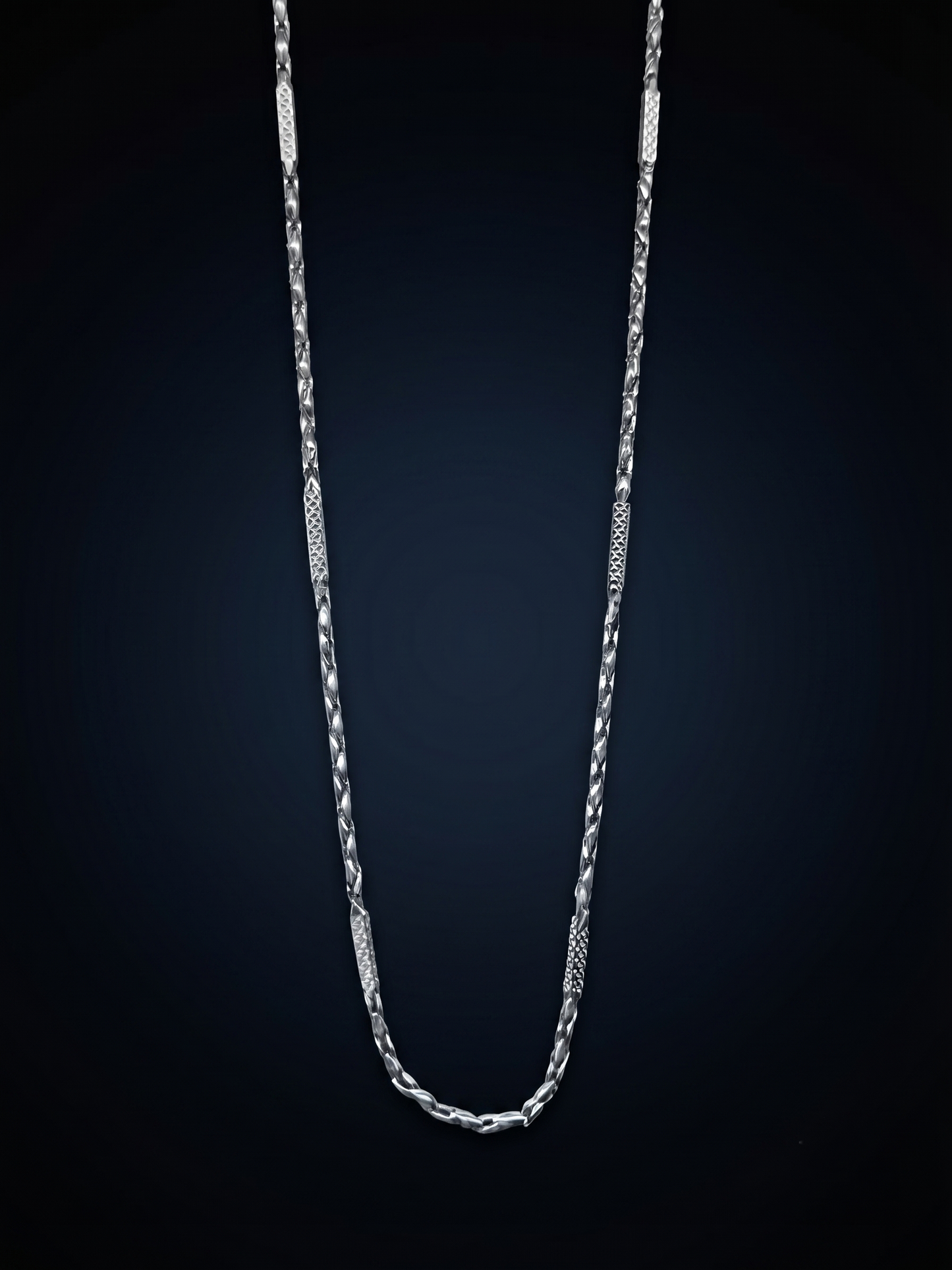 artisan textured link sterling silver chain