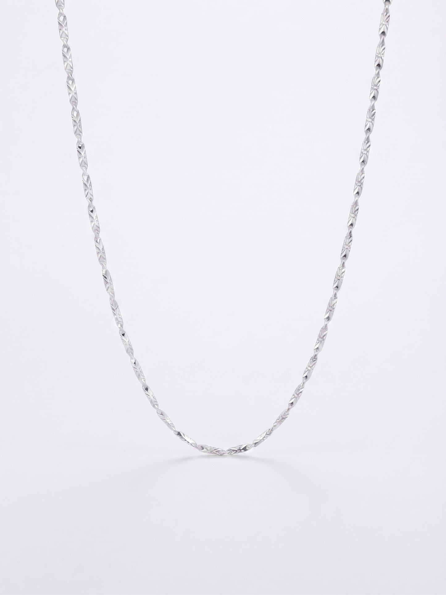 artisan etched sterling silver link chain