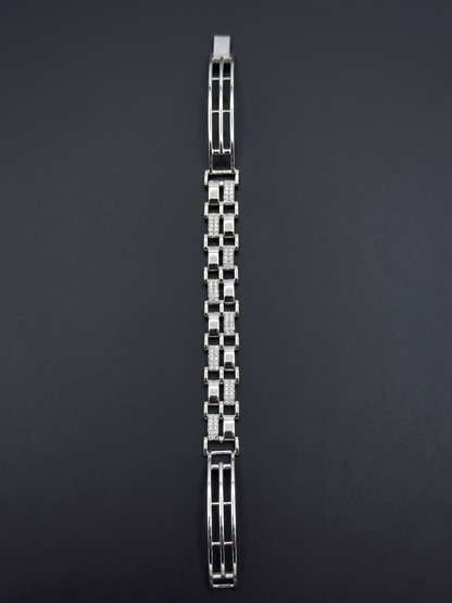 Dual-Row Geometric Link Bracelet