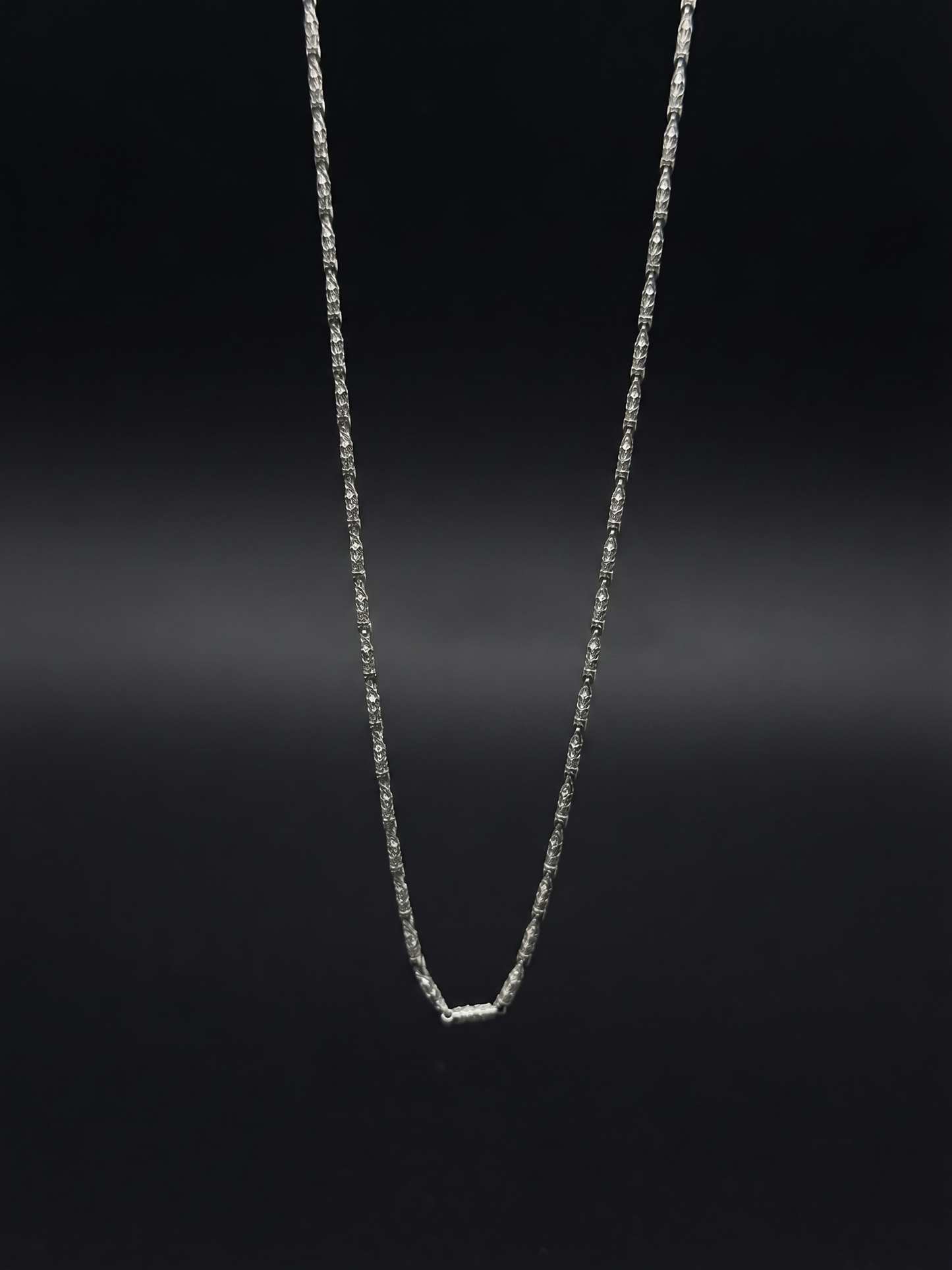 artisan etched sterling silver link chain