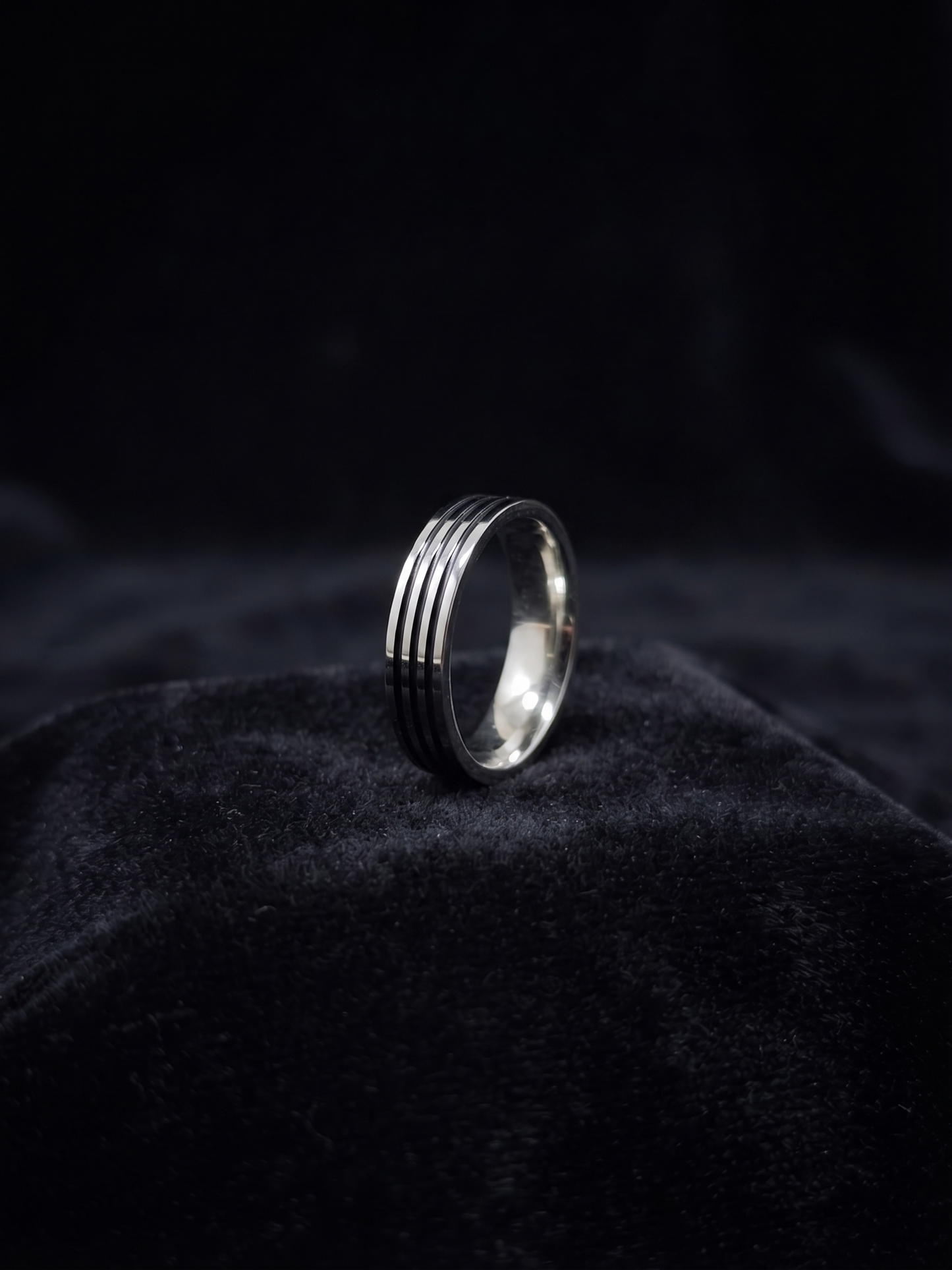 contemporary triple-groove sterling silver band