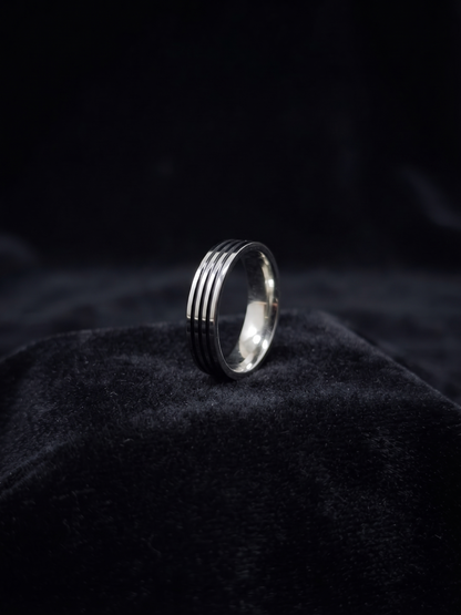 Contemporary Triple-Groove Sterling Silver Band