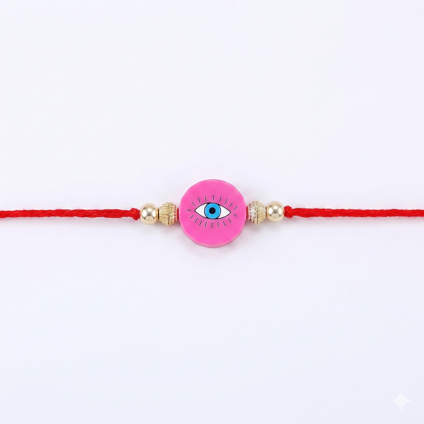 pink evil eye silver bead rakhi