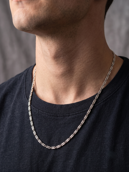 Minimalist Cylindrical Bead Sterling Silver Chain