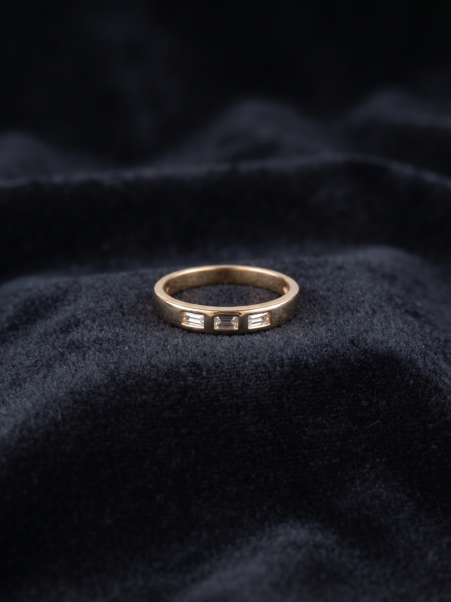 minimalist baguette-cut sterling silver band