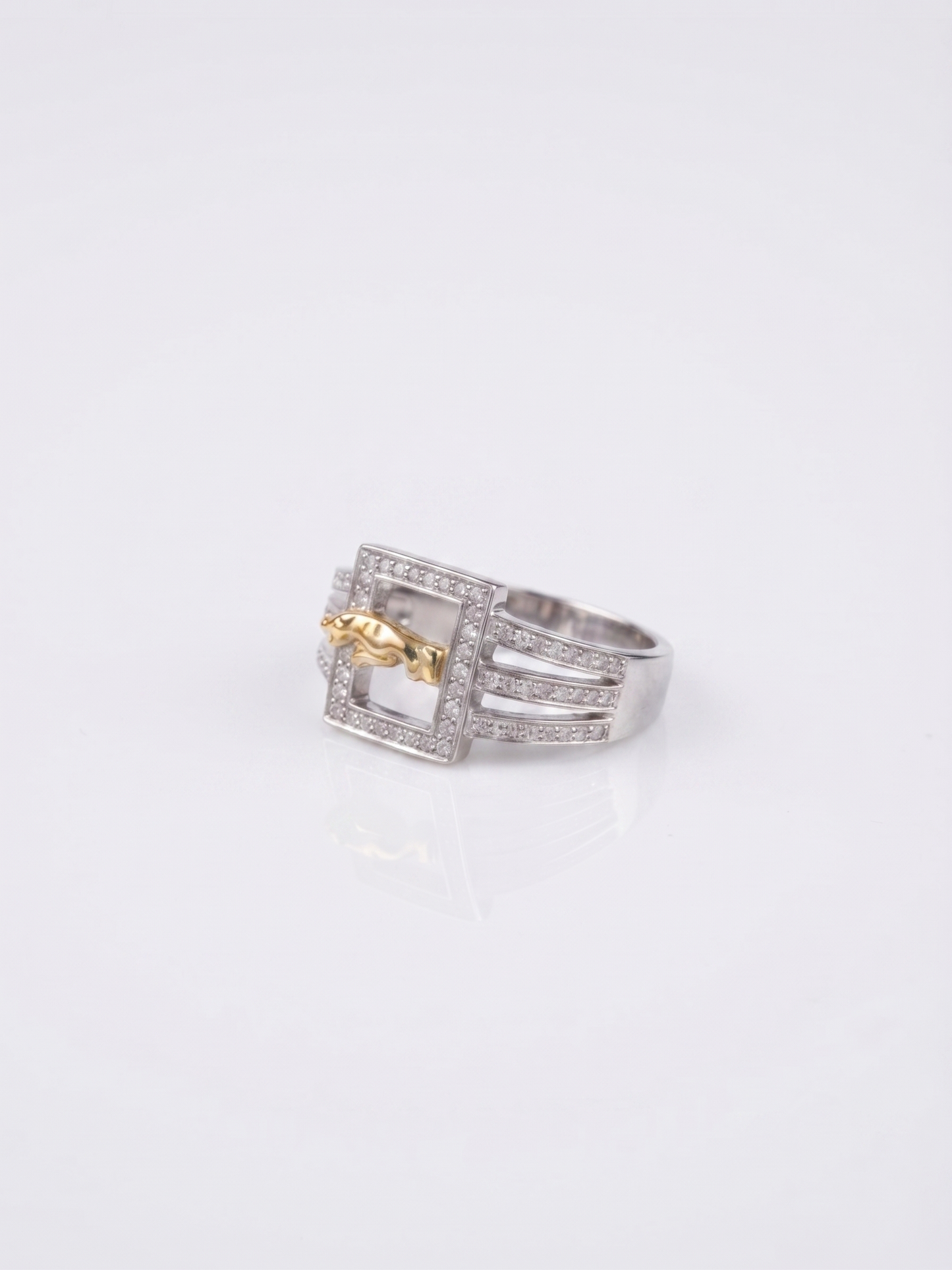 jaguar crest sterling silver statement ring