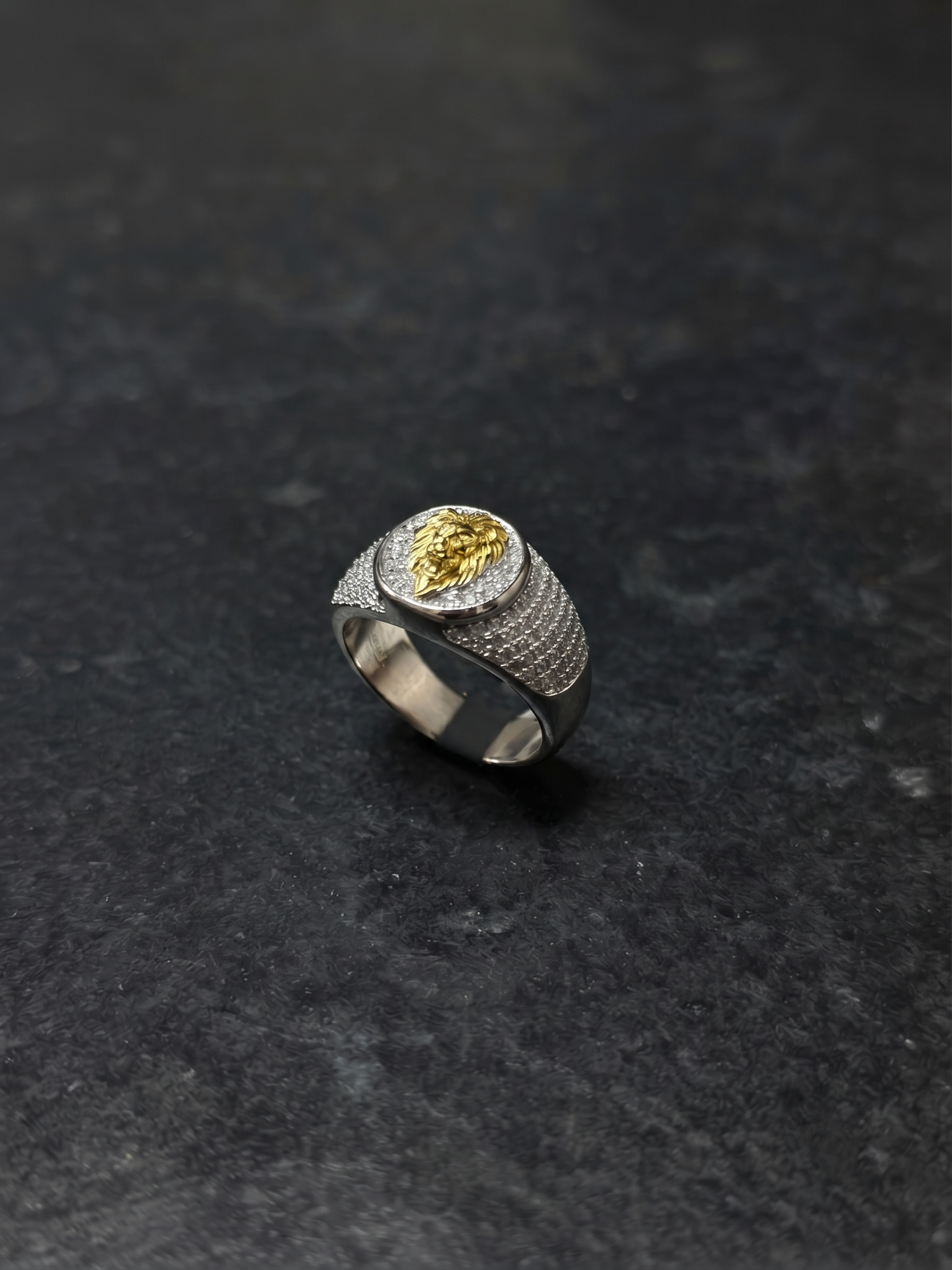 royal lion crest sterling silver statement ring