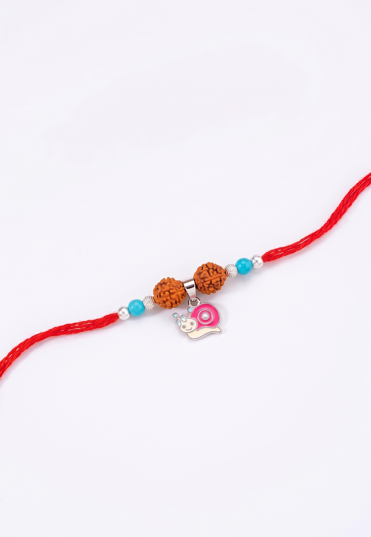 whimsical snail rudraksha silver rakhi