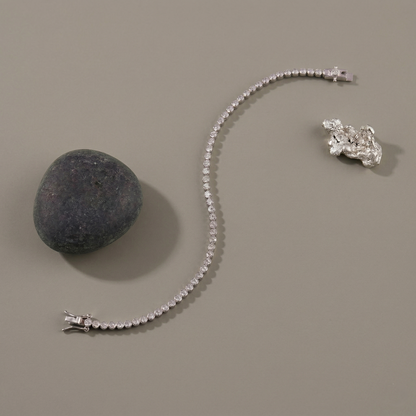 Classic Round Tennis Bracelet in Pure 92.5 Sterling Silver – Secure Box Clasp Closure