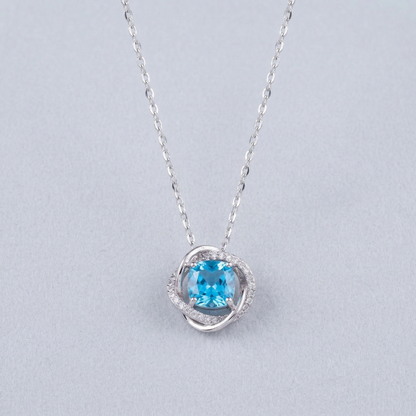 Premium Blush Pink Crystal Swirl Pendant Chain in 92.5 Sterling Silver