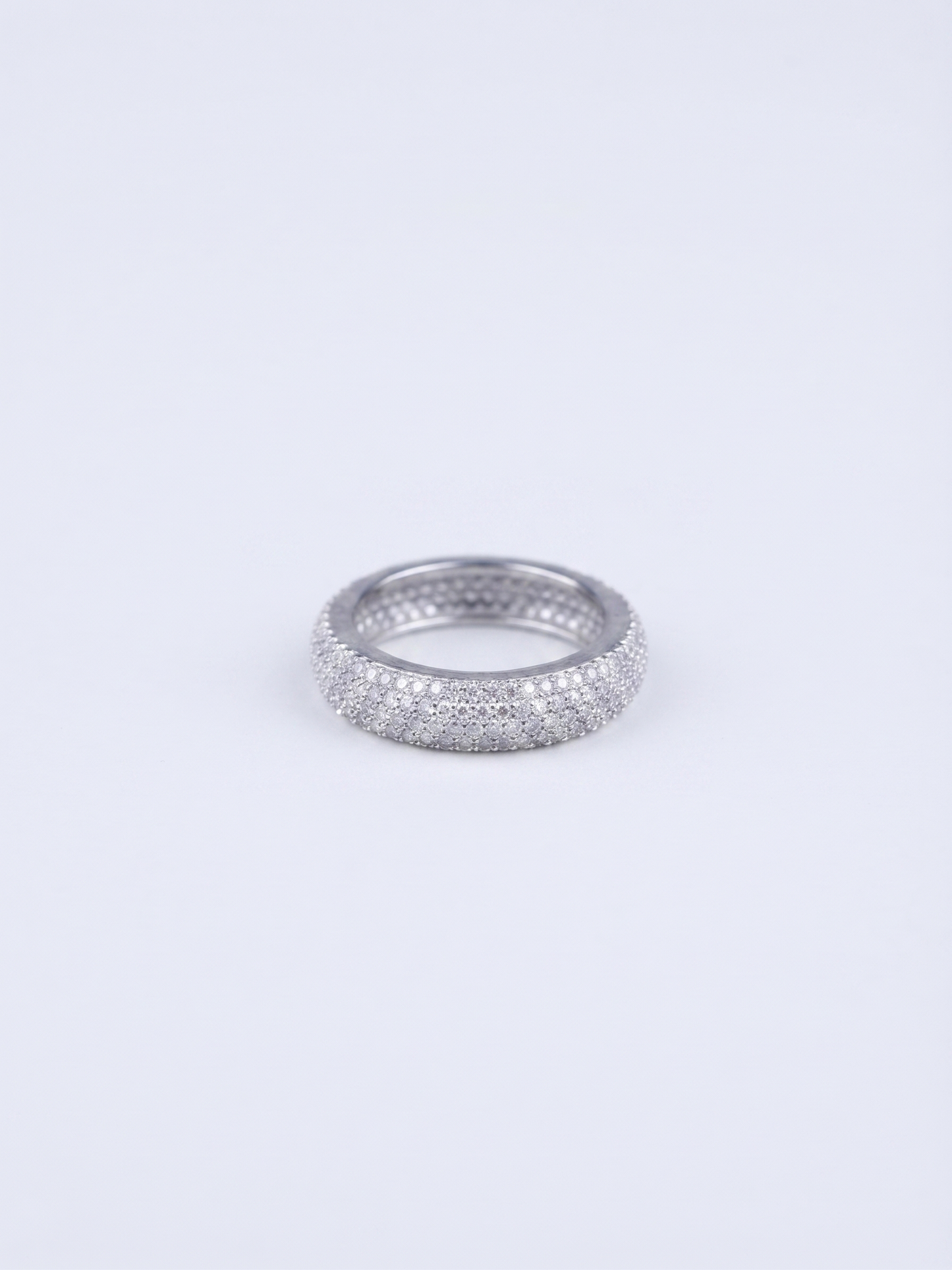 luxurious pavé-dome sterling silver eternity band